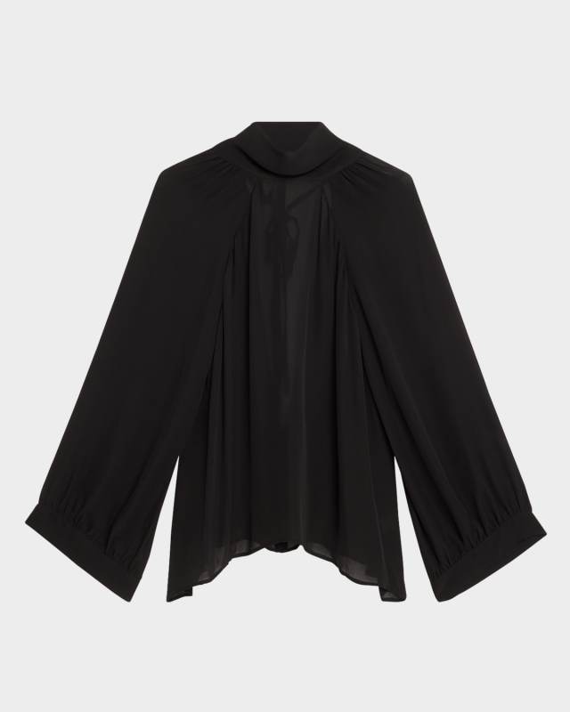 Elianna Cutout Pleated Silk Blous